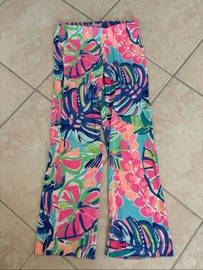 Lilly Pulitzer Vibrant Tropical Print Wide-Leg Pants
